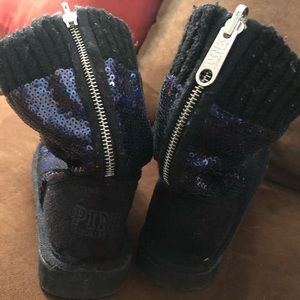 Blue sequin booties